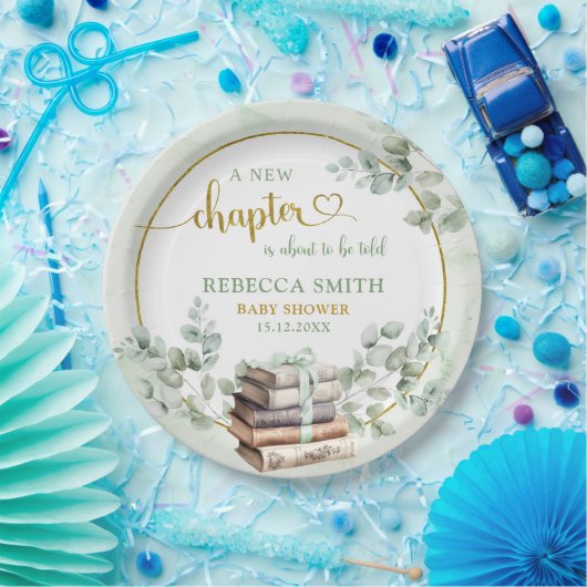 Greenery Sage Storybook Baby shower Papier Bord (Feest)