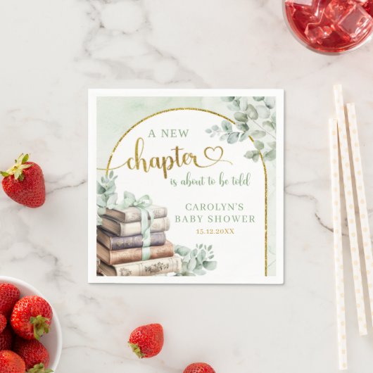 Greenery Sage Storybook Baby shower Papieren serve Servet (Insitu)