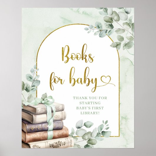 Greenery Sage Storybook Boeken voor Baby Poster (Voorkant)