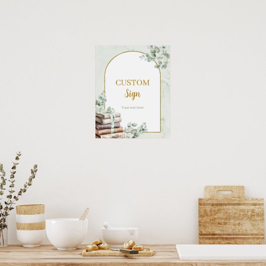 Greenery Sage Storybook Custom Sign Poster (Keuken)