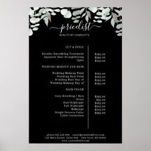 Greenery Salon Price List Poster