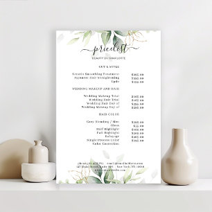 Greenery Salon Price List Poster