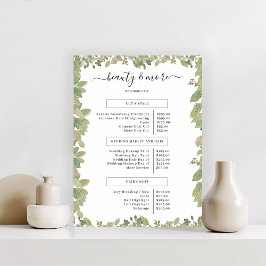 Greenery Salon Price List Poster