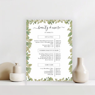 Greenery Salon Price List Poster