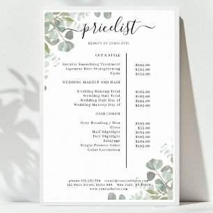 Greenery Salon Price List Poster