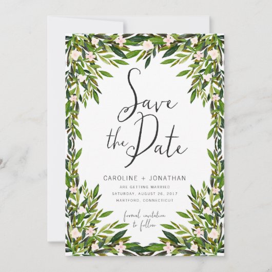 Greenery Save the Date Card (Voorkant)