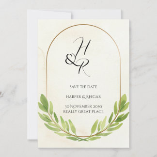 Greenery Save the Date Wedding Invitation Kaart