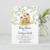 Greenery Schattig Sloth Baby shower Kaart (Staand voorkant)