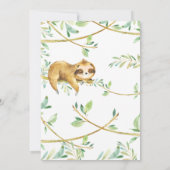 Greenery Schattig Sloth Baby shower Kaart (Achterkant)