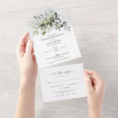 Greenery Script All in One Wedding Invite Uitnodiging (Afscheurbaar)