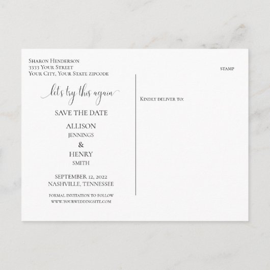 Greenery Script De datum wijzigen De datum opslaan Aankondigingskaart (Achterkant)