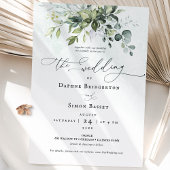 Greenery Script Minimalist Wedding Invitation Kaart