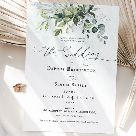 Greenery Script Minimalist Wedding Invitation Kaart