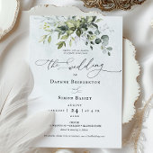 Greenery Script Minimalist Wedding Invitation Kaart