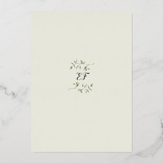 Greenery Script Monogram Bridesmaids Luncheon Foli Folie Uitnodiging (Achterkant)