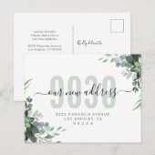 Greenery Script Ons nieuwe adres We zijn verhuisd Aankondigingskaart (Voorkant / Achterkant)