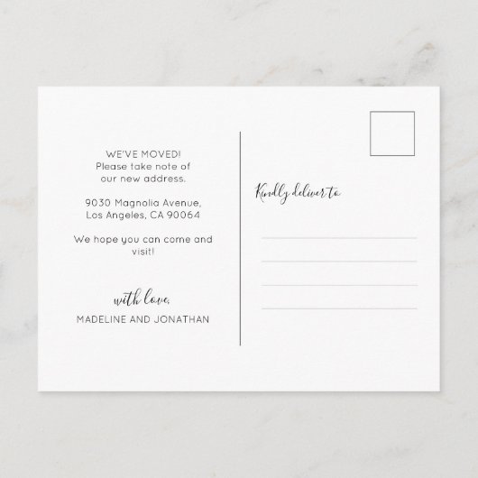 Greenery Script Ons nieuwe adres We zijn verhuisd Aankondigingskaart (Achterkant)