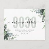Greenery Script Ons nieuwe adres We zijn verhuisd Aankondigingskaart (Voorkant)