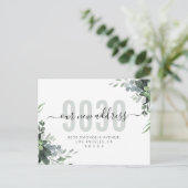 Greenery Script Ons nieuwe adres We zijn verhuisd Aankondigingskaart (Staand voorkant)