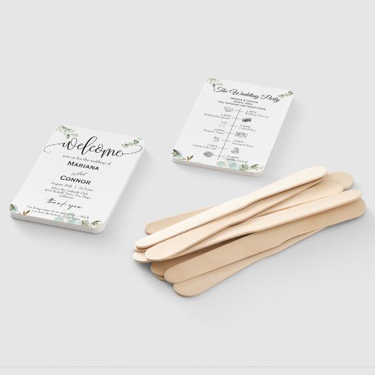 Greenery Script Timeline Program Invitation Handwaaier (Niet-gemonteerd)