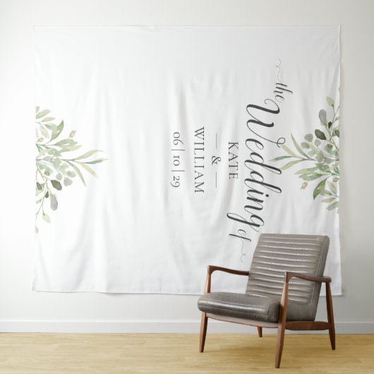 Greenery Script Weddenschap Foto Booth Backdrop Wandkleed (In Situ (horizontaal))
