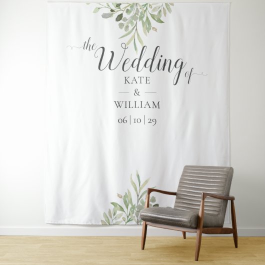 Greenery Script Weddenschap Foto Booth Backdrop Wandkleed (In situ)