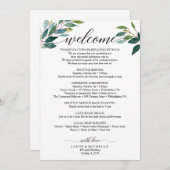 Greenery Script Wedding Itinerary Wedding Welcome Programmakaart (Voorkant / Achterkant)