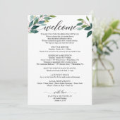 Greenery Script Wedding Itinerary Wedding Welcome Programmakaart (Staand voorkant)