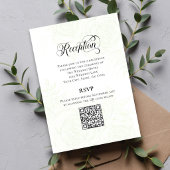 Greenery Script Wedding QR Code Reception Card Informatiekaartje