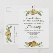 Greenery Seashell Cream Shells Baby shower Briefkaart (Voorkant / Achterkant)