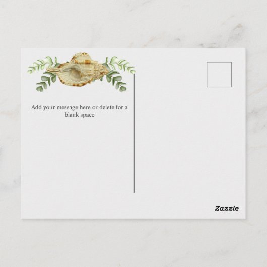 Greenery Seashell Cream Shells Baby shower Briefkaart (Achterkant)