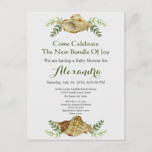 Greenery Seashell Cream Shells Baby shower Briefkaart