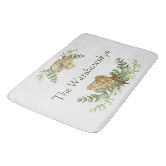 Greenery Seashell Nautical Cream Shells Coastal 3 Badmat (Gekanteld)