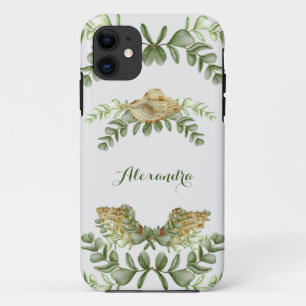 Greenery Seashell Nautical Cream Shells Coastal iP Case-Mate iPhone Case