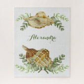 Greenery Seashell Nautical Cream Shells Coastal Legpuzzel (Verticaal)