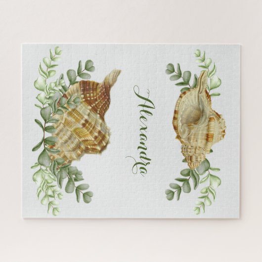 Greenery Seashell Nautical Cream Shells Coastal Legpuzzel (Horizontaal)