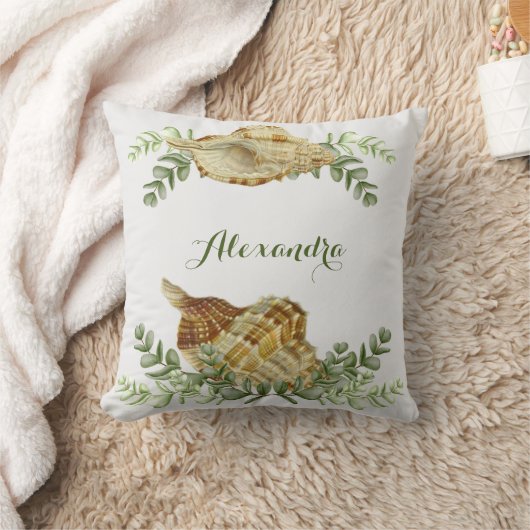 Greenery Seashell Nautical Cream Shells Kussen (Deken)