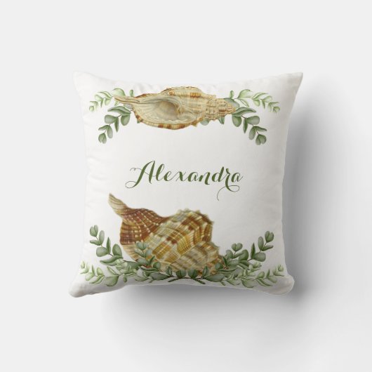 Greenery Seashell Nautical Cream Shells Kussen (Achterkant)