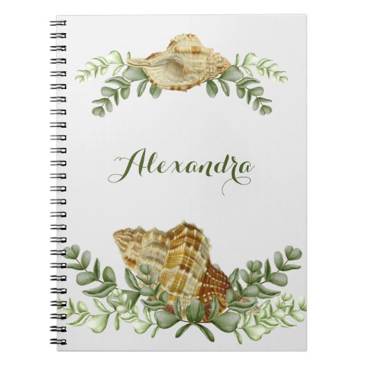 Greenery Seashell Nautical Cream Shells Notitieboek (Voorkant)