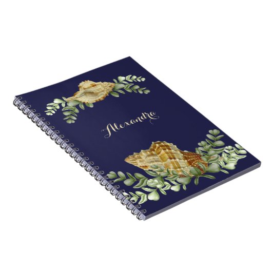 Greenery Seashell Nautical Cream Shells Notitieboek (Rechterzijde)