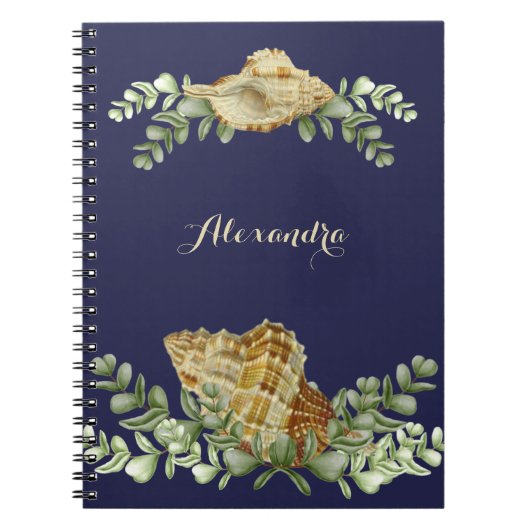 Greenery Seashell Nautical Cream Shells Notitieboek (Voorkant)