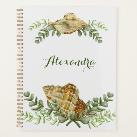 Greenery Seashell Nautical Cream Shells Planner (Voorkant)