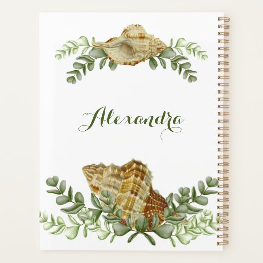 Greenery Seashell Nautical Cream Shells Planner (Achterkant)