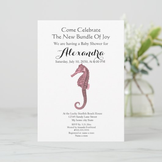 Greenery Seashell Pink Girl Floral Baby shower (Staand voorkant)