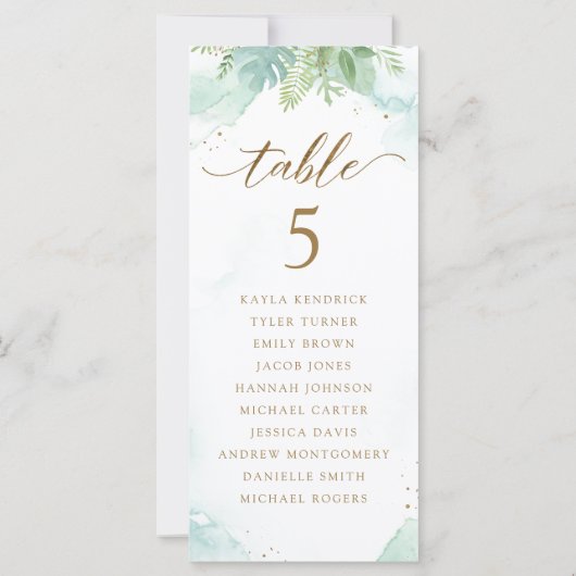 Greenery Seating Plan Kaarten met gastnamen (Achterkant)