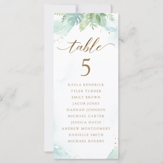 Greenery Seating Plan Kaarten met gastnamen (Voorkant)