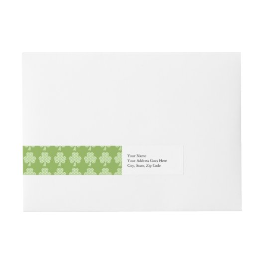 Greenery Shamrock Clover Polka stipt Patrick's Day Adreslabel Wikkel (Voorkant)