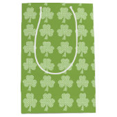 Greenery Shamrock Clover Polka stipt Patrick's Day Medium Cadeauzakje (Voorkant)