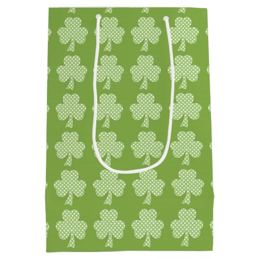 Greenery Shamrock Clover Polka stipt Patrick's Day Medium Cadeauzakje (Achterkant)