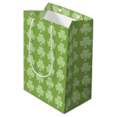 Greenery Shamrock Clover Polka stipt Patrick's Day Medium Cadeauzakje (Achterkant Gekanteld)